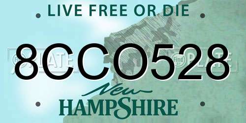 8CCO528 New Hampshire License Plate