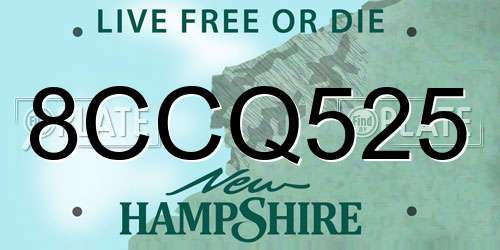 8CCQ525 New Hampshire License Plate