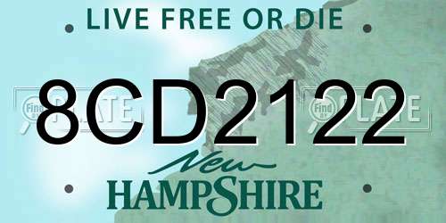 8CD2122 New Hampshire License Plate