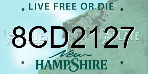 8CD2127 New Hampshire License Plate