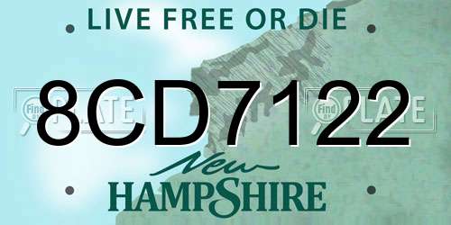 8CD7122 New Hampshire License Plate