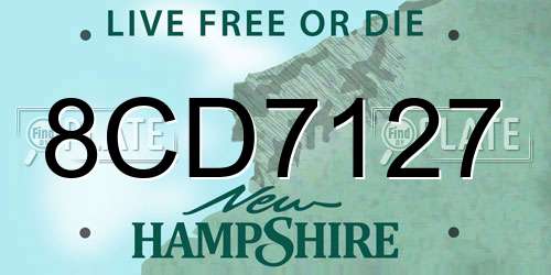8CD7127 New Hampshire License Plate