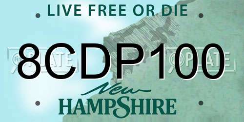 8CDP100 New Hampshire License Plate