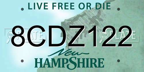 8CDZ122 New Hampshire License Plate