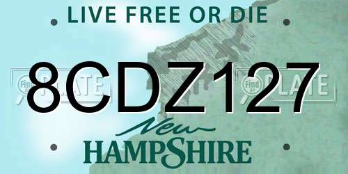 8CDZ127 New Hampshire License Plate