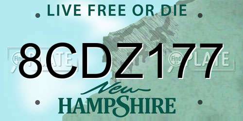 8CDZ177 New Hampshire License Plate