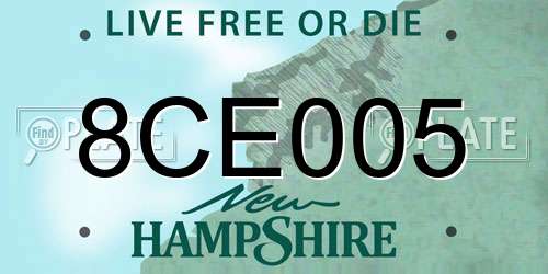 8CE005 New Hampshire License Plate