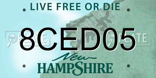 8CED05 New Hampshire License Plate