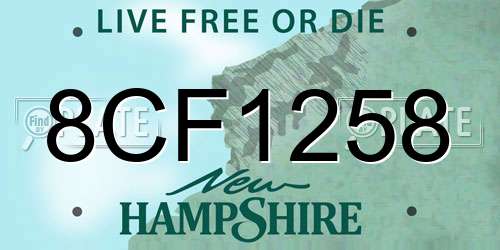 8CF1258 New Hampshire License Plate