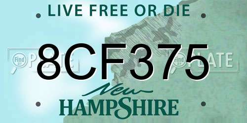 8CF375 New Hampshire License Plate