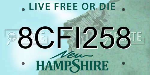 8CFI258 New Hampshire License Plate