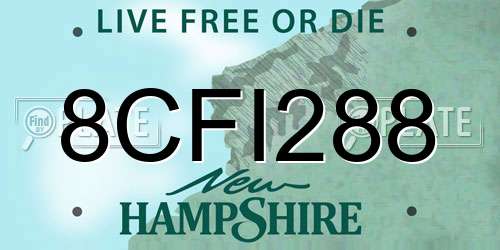 8CFI288 New Hampshire License Plate
