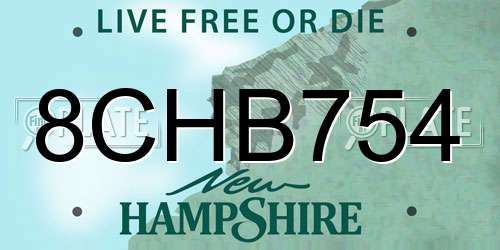 8CHB754 New Hampshire License Plate