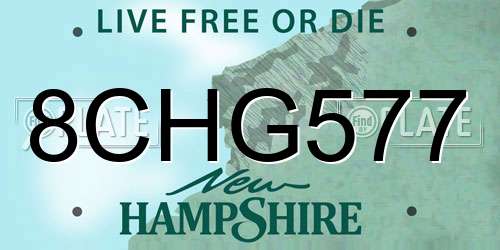 8CHG577 New Hampshire License Plate