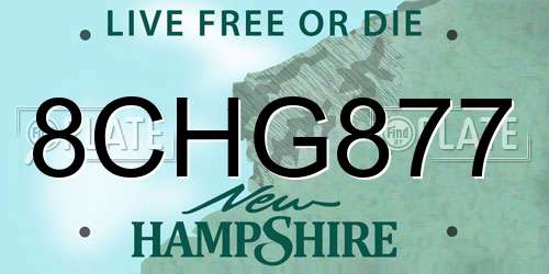 8CHG877 New Hampshire License Plate