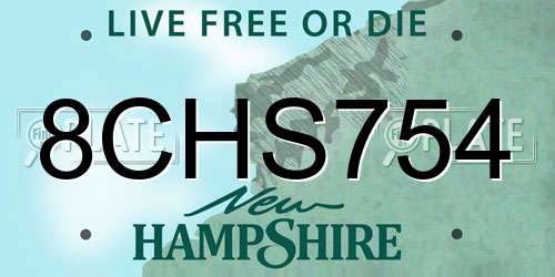 8CHS754 New Hampshire License Plate