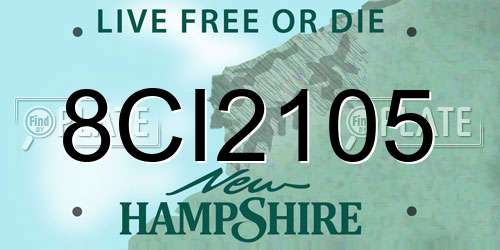 8CI2105 New Hampshire License Plate