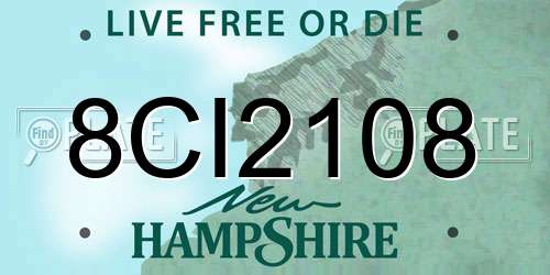 8CI2108 New Hampshire License Plate