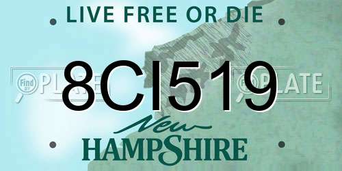 8CI519 New Hampshire License Plate