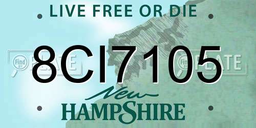 8CI7105 New Hampshire License Plate