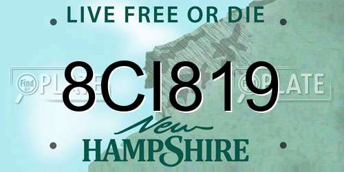 8CI819 New Hampshire License Plate