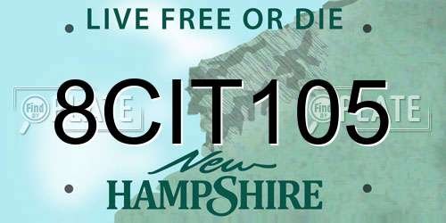 8CIT105 New Hampshire License Plate