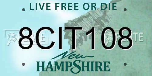8CIT108 New Hampshire License Plate