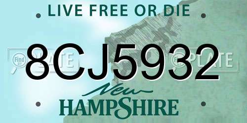 8CJ5932 New Hampshire License Plate