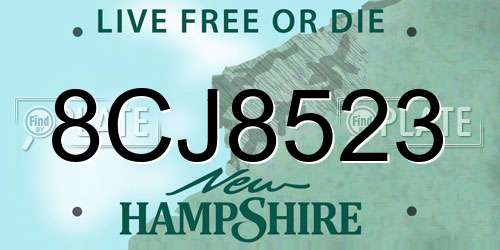 8CJ8523 New Hampshire License Plate