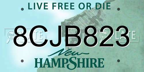 8CJB823 New Hampshire License Plate