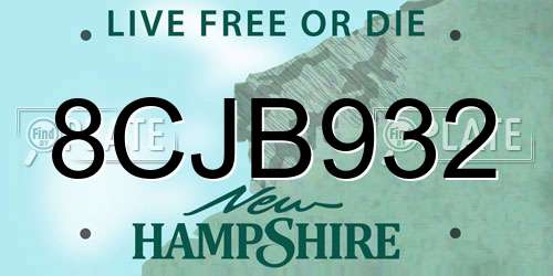 8CJB932 New Hampshire License Plate