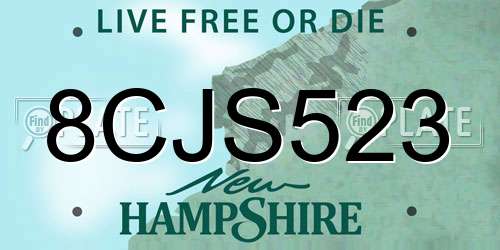 8CJS523 New Hampshire License Plate