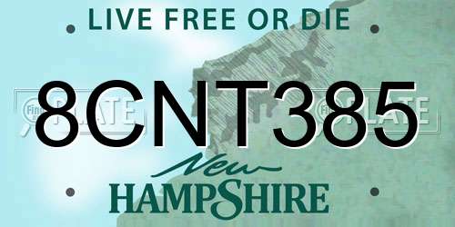 8CNT385 New Hampshire License Plate