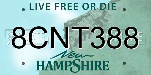 8CNT388 New Hampshire License Plate