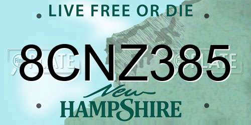 8CNZ385 New Hampshire License Plate