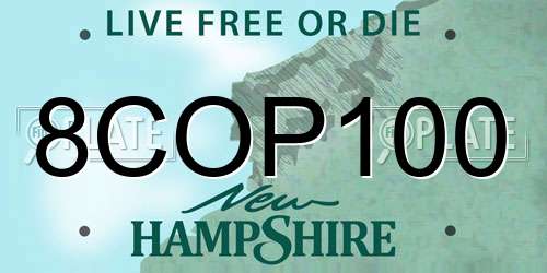 8COP100 New Hampshire License Plate