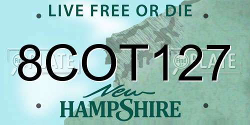 8COT127 New Hampshire License Plate