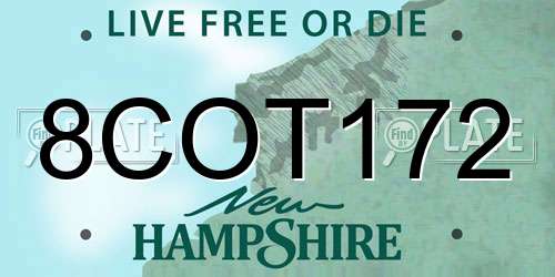 8COT172 New Hampshire License Plate