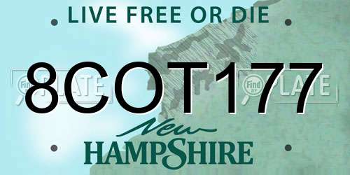 8COT177 New Hampshire License Plate