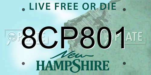 8CP801 New Hampshire License Plate