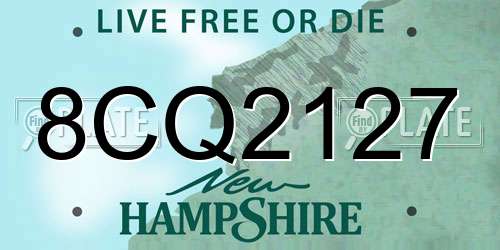 8CQ2127 New Hampshire License Plate