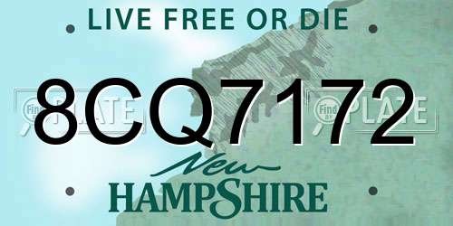 8CQ7172 New Hampshire License Plate