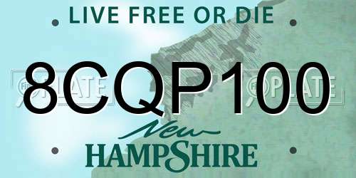 8CQP100 New Hampshire License Plate