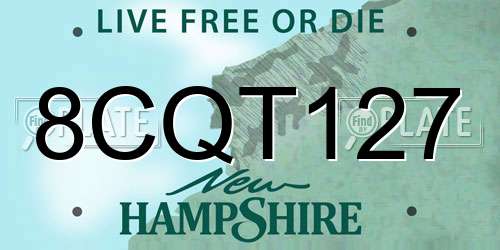 8CQT127 New Hampshire License Plate