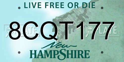 8CQT177 New Hampshire License Plate