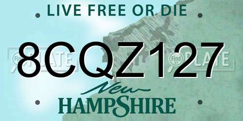 8CQZ127 New Hampshire License Plate