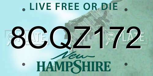 8CQZ172 New Hampshire License Plate