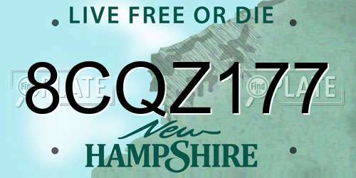 8CQZ177 New Hampshire License Plate