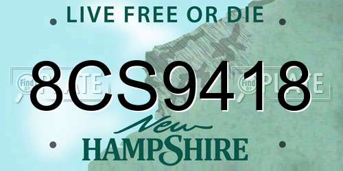 8CS9418 New Hampshire License Plate