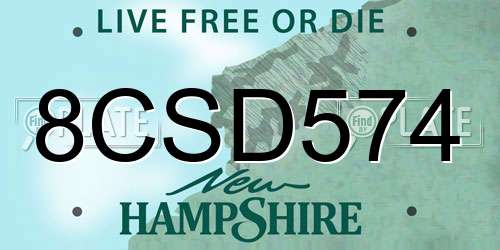 8CSD574 New Hampshire License Plate